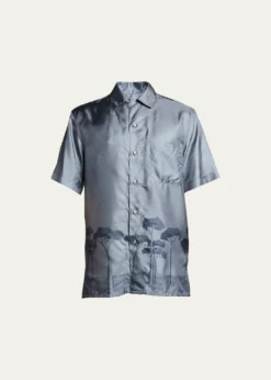 BrioniMen's Roman Tree-Print Silk Camp Shirt
