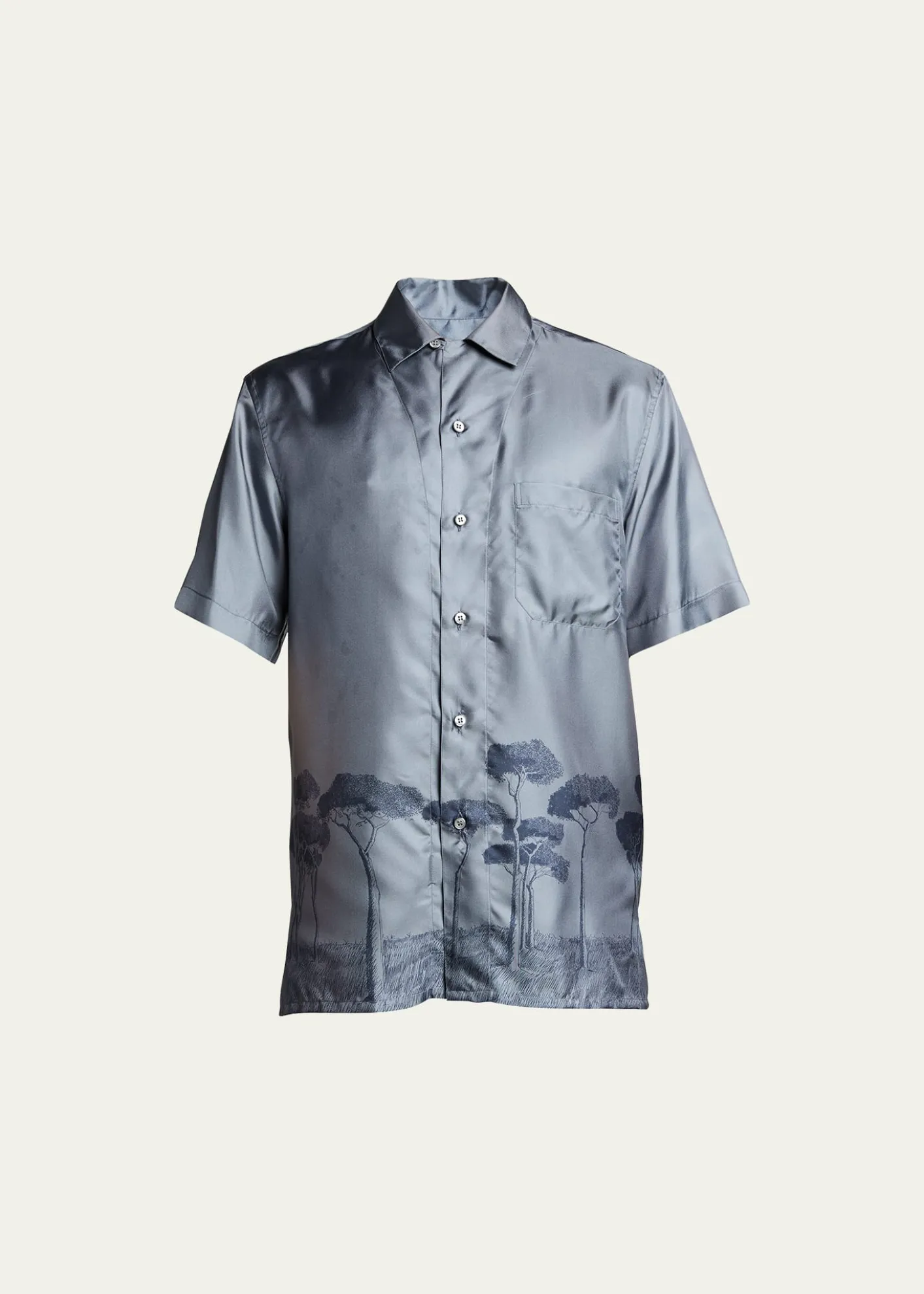 BrioniMen's Roman Tree-Print Silk Camp Shirt