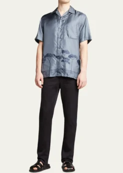 BrioniMen's Roman Tree-Print Silk Camp Shirt