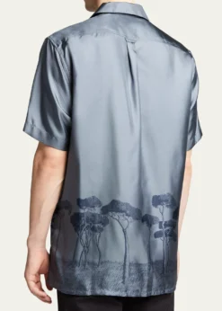 BrioniMen's Roman Tree-Print Silk Camp Shirt