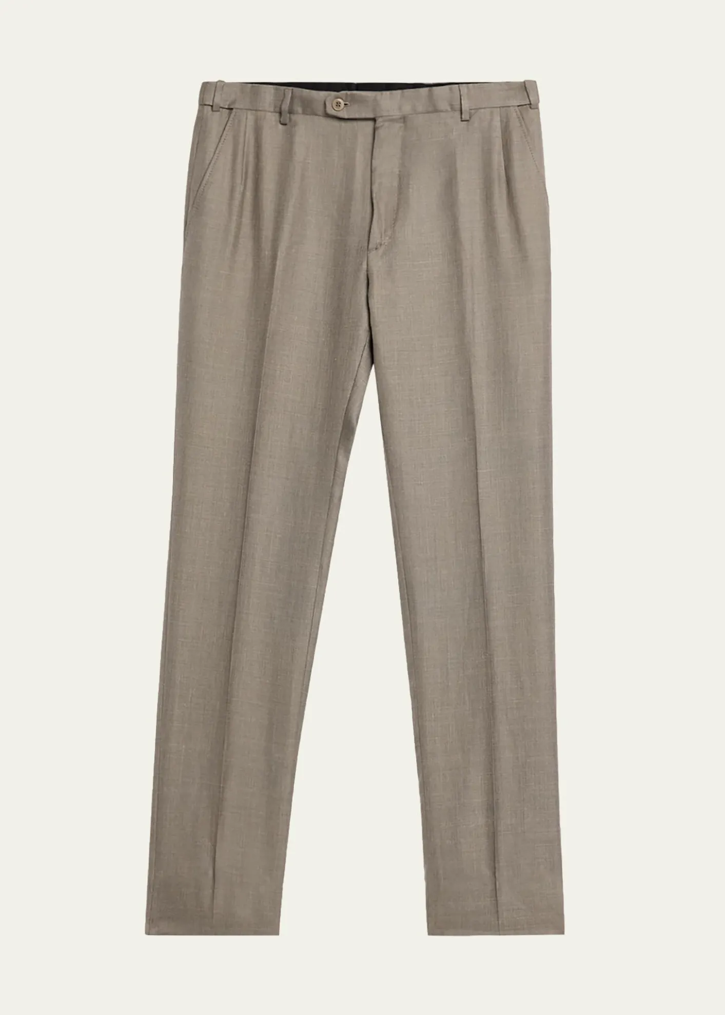 BrioniMen's Silk Twill Flat-Front Trousers