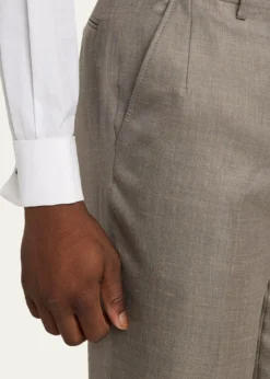 BrioniMen's Silk Twill Flat-Front Trousers