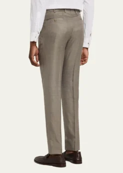 BrioniMen's Silk Twill Flat-Front Trousers