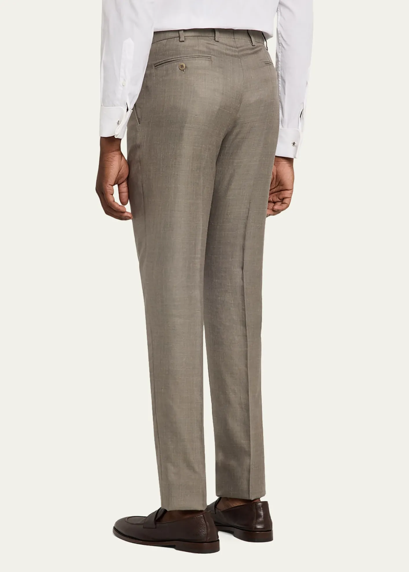 BrioniMen's Silk Twill Flat-Front Trousers
