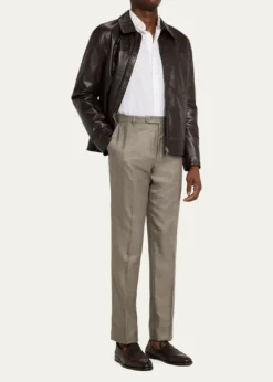 BrioniMen's Silk Twill Flat-Front Trousers