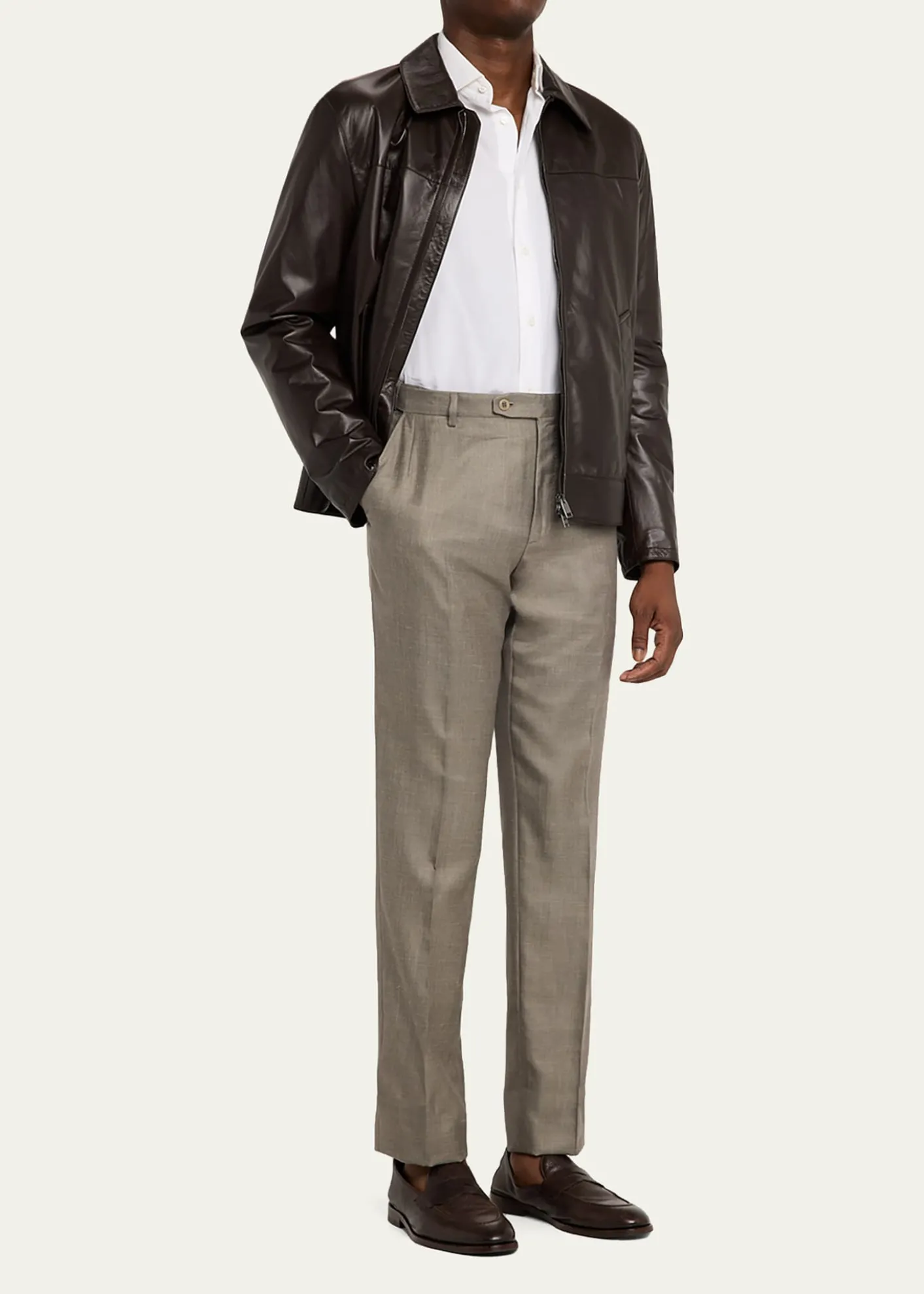 BrioniMen's Silk Twill Flat-Front Trousers