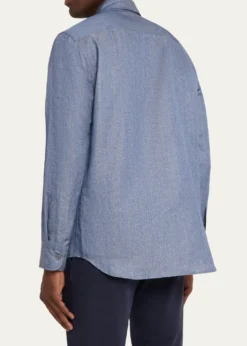 BrioniMen's Solid Cotton Point-Collar Sport Shirt