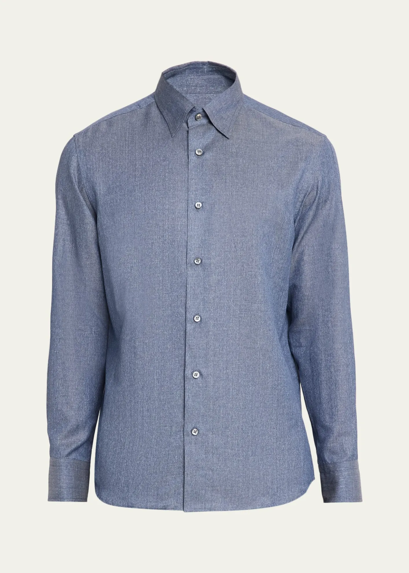 BrioniMen's Solid Cotton Point-Collar Sport Shirt