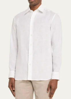 BrioniMen's Solid Linen Sport Shirt