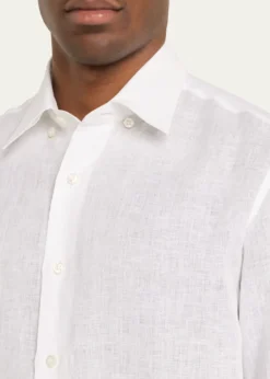 BrioniMen's Solid Linen Sport Shirt