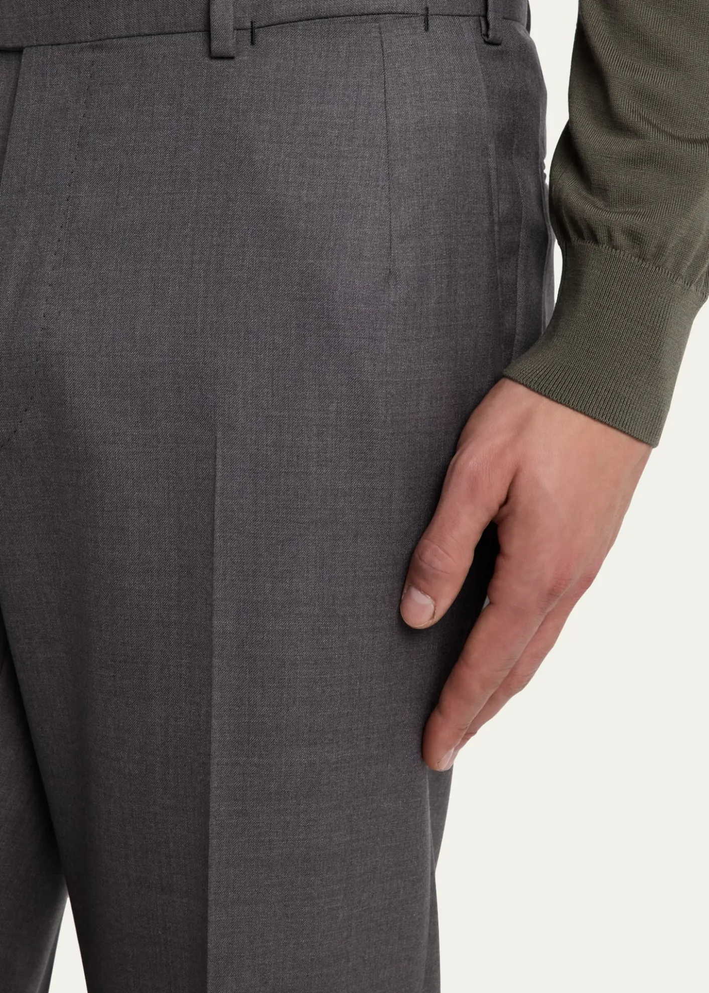 BrioniMen's Solid Twill Dress Trousers