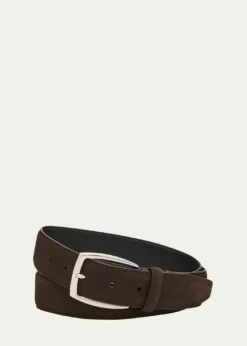 BrioniMen's Square-Buckle Suede Belt