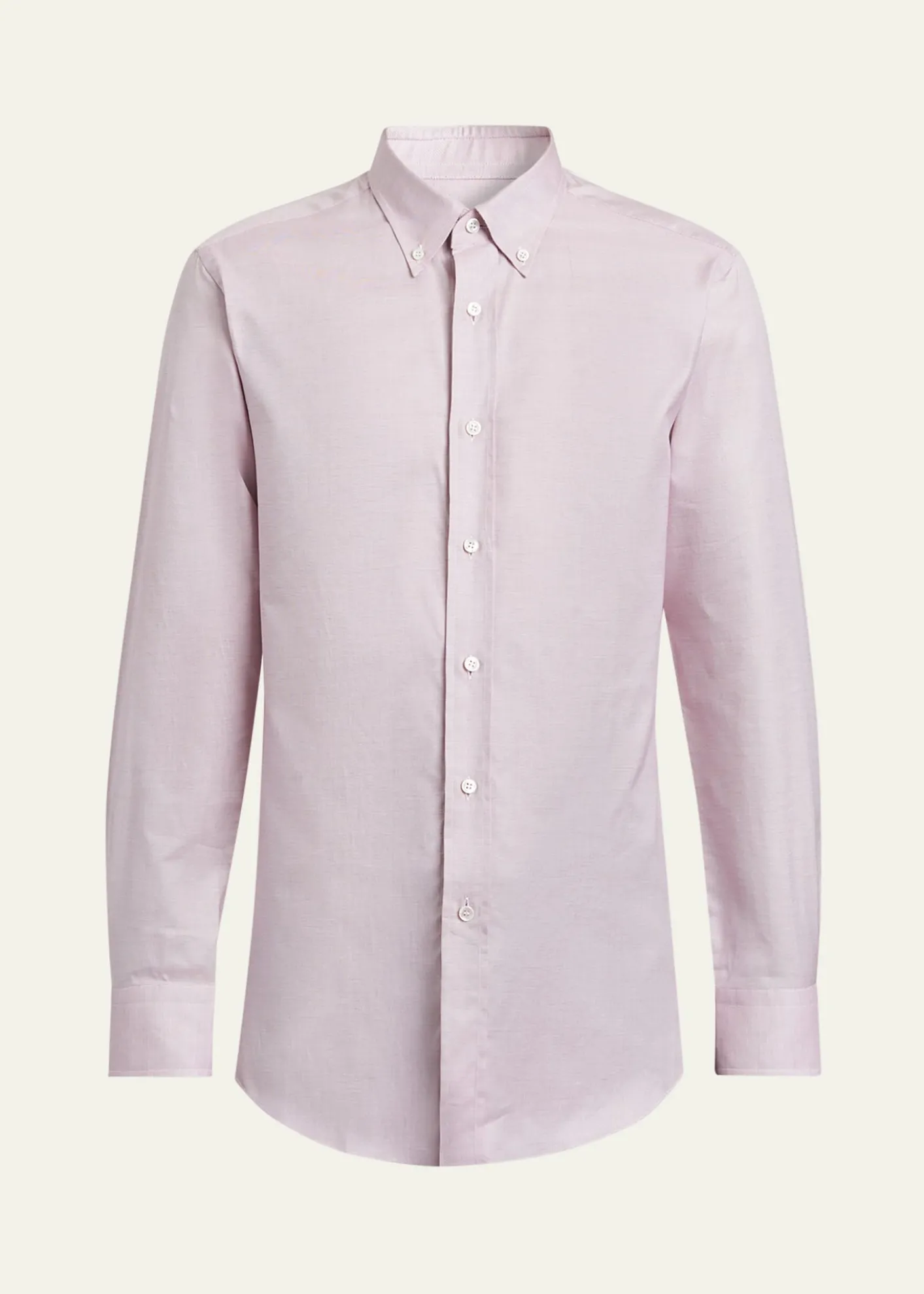 BrioniMen's Textured Cotton Button-Collar Dress Shirt