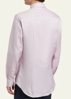 BrioniMen's Textured Cotton Button-Collar Dress Shirt
