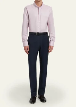 BrioniMen's Textured Cotton Button-Collar Dress Shirt