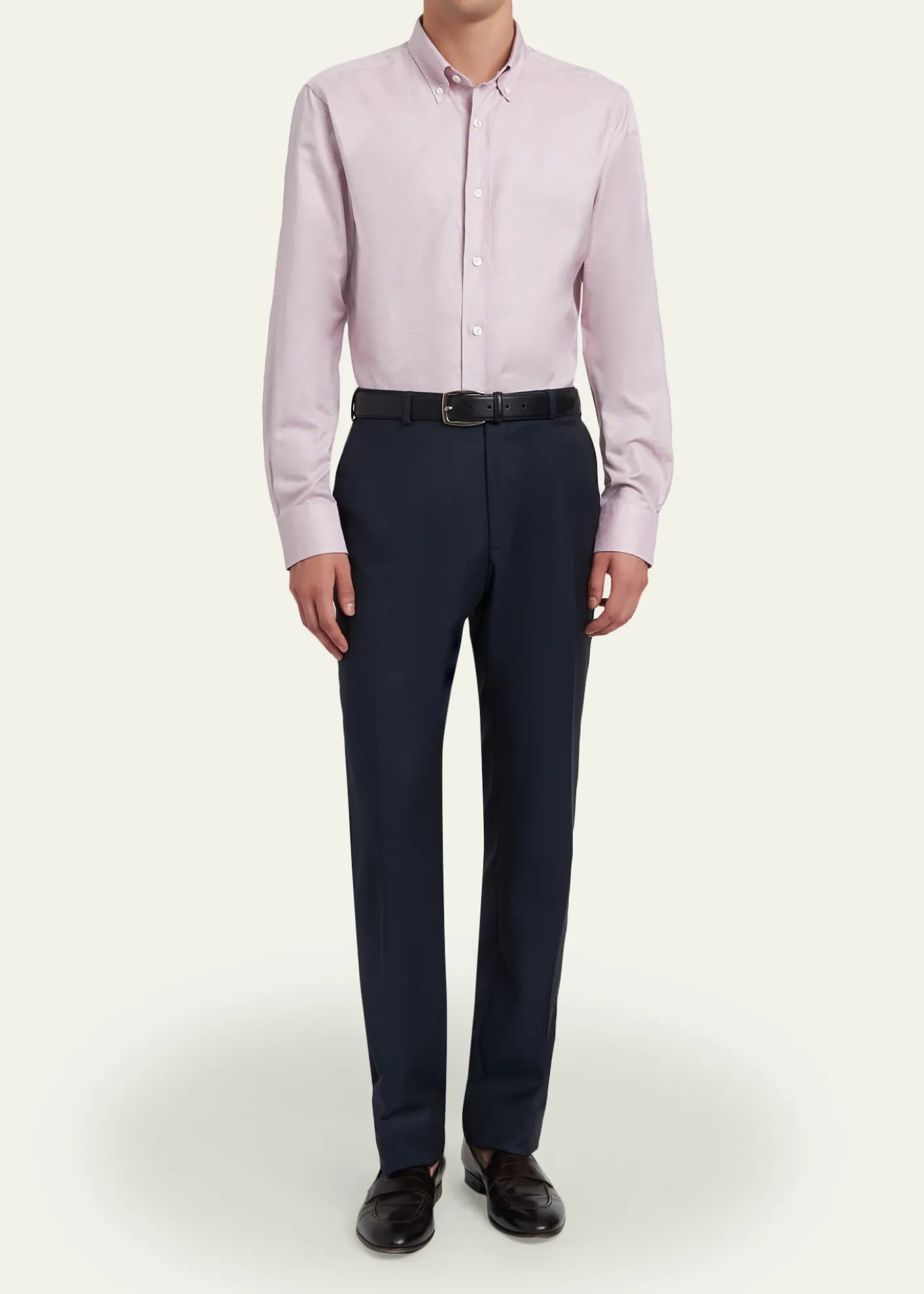BrioniMen's Textured Cotton Button-Collar Dress Shirt