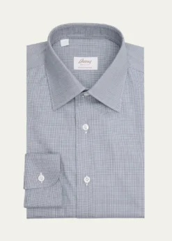 BrioniMen's Ventiquattro Cotton Micro-Plaid Dress Shirt