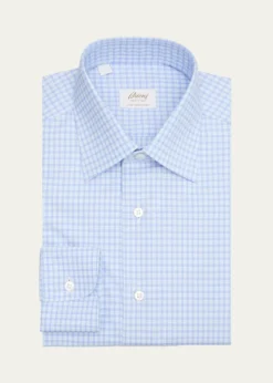 BrioniMen's Ventiquattro Cotton Micro-Plaid Dress Shirt