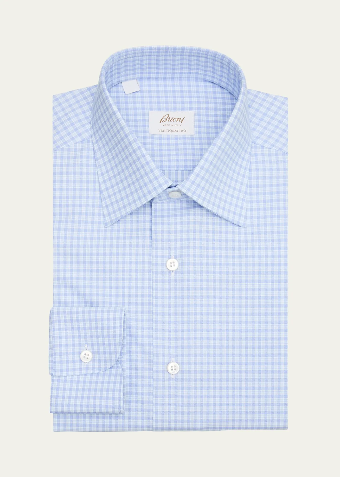 BrioniMen's Ventiquattro Cotton Micro-Plaid Dress Shirt