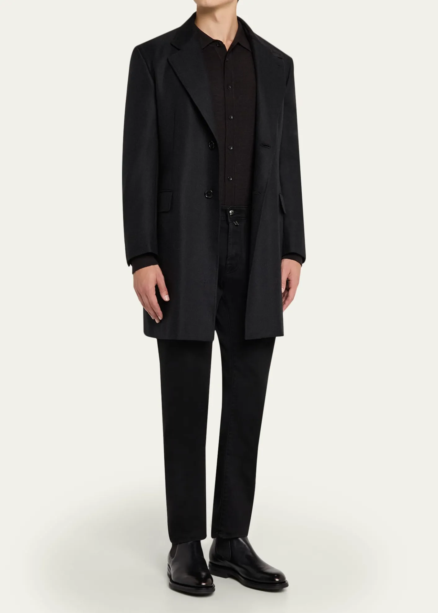BrioniMen's Wool Chevron Single-Breasted Overcoat