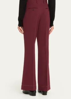 BrioniSilk-Wool Pintuck Flare Pants