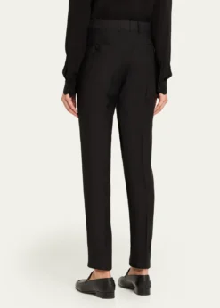 BrioniTheta Silk-Wool Slim-Leg Ankle Trousers