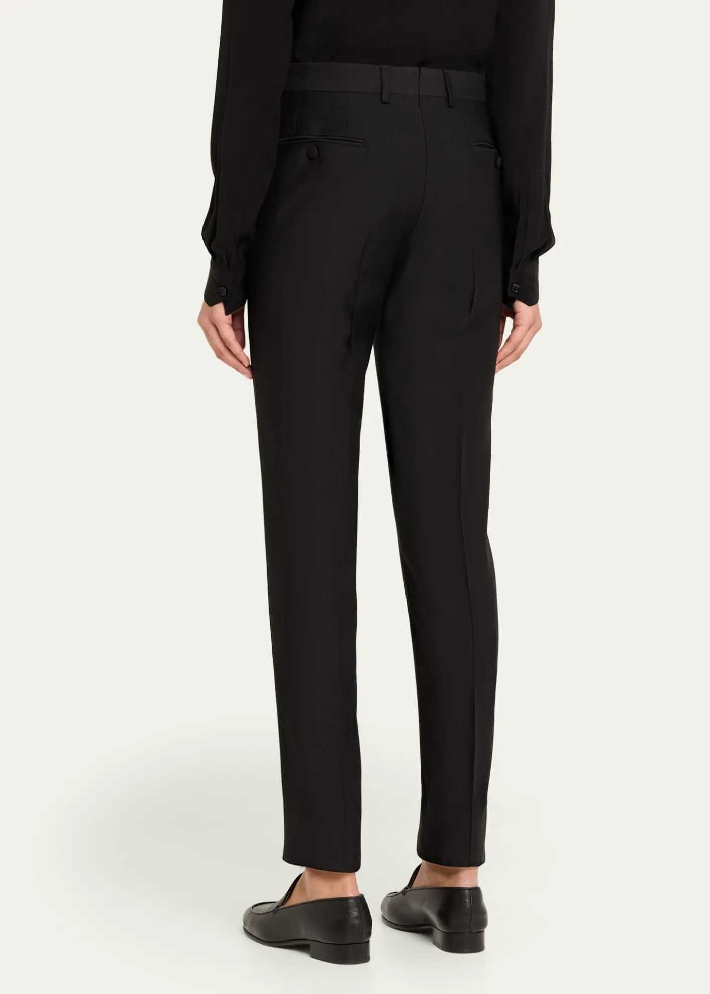 BrioniTheta Silk-Wool Slim-Leg Ankle Trousers
