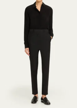 BrioniTheta Silk-Wool Slim-Leg Ankle Trousers