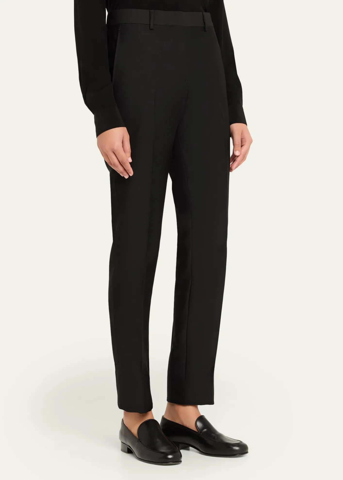 BrioniTheta Silk-Wool Slim-Leg Ankle Trousers