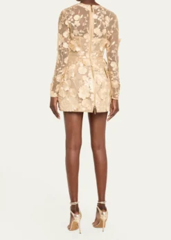 Bronx BancoBouquet Maraya Embroidered Illusion Mini Dress
