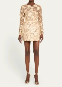 Bronx BancoBouquet Maraya Embroidered Illusion Mini Dress
