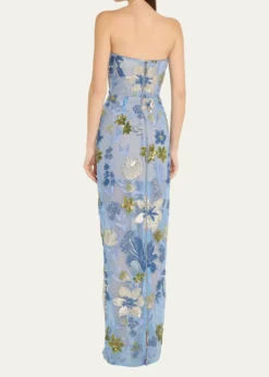Bronx BancoDahlia Sequin Floral Column Gown
