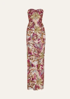 Bronx BancoDahlia Strapless Embroidered Sequin Gown