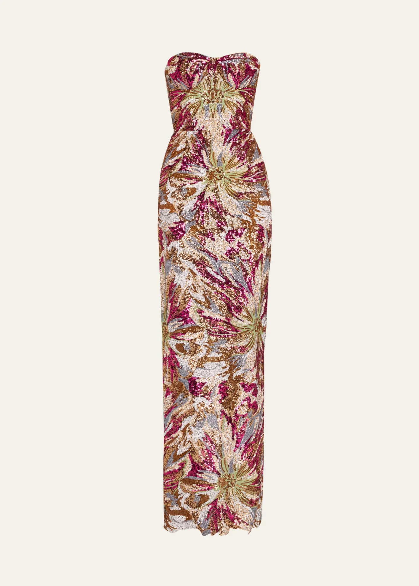 Bronx BancoDahlia Strapless Embroidered Sequin Gown