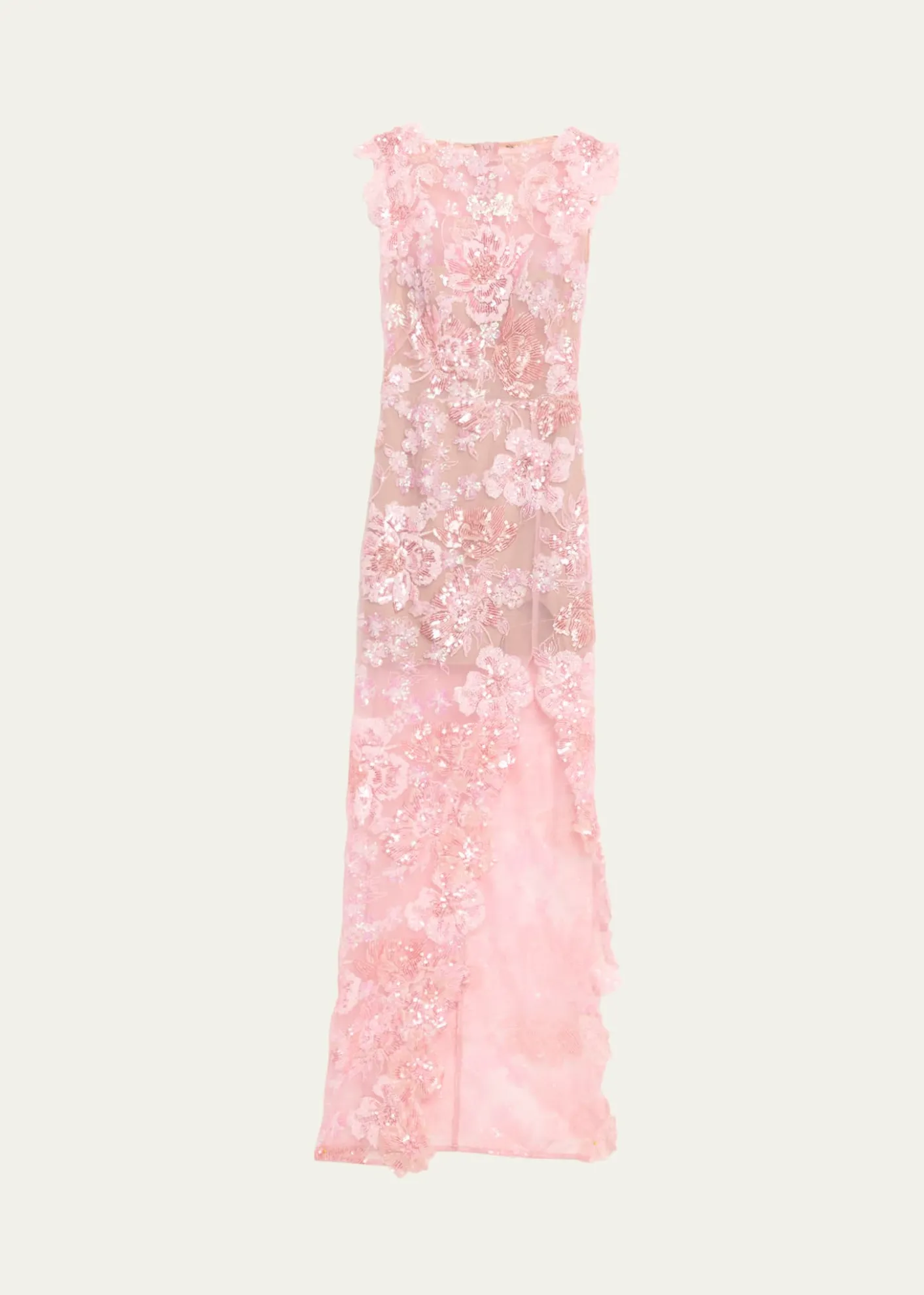 Bronx BancoEllie Sleeveless Sequin Floral Column Gown