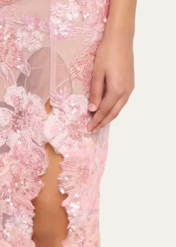 Bronx BancoEllie Sleeveless Sequin Floral Column Gown