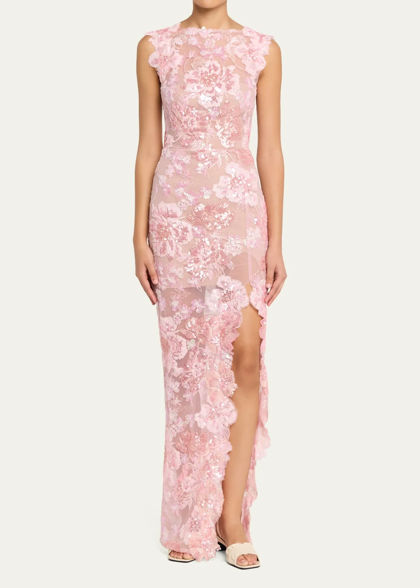 Bronx BancoEllie Sleeveless Sequin Floral Column Gown