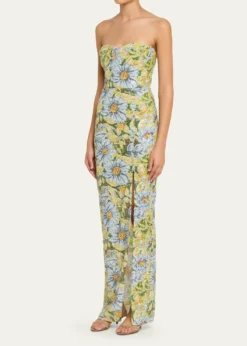 Bronx BancoVeronica Strapless Floral Sequin Column Gown