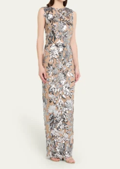 Bronx BancoViolet Silver Sequin Maxi Dress