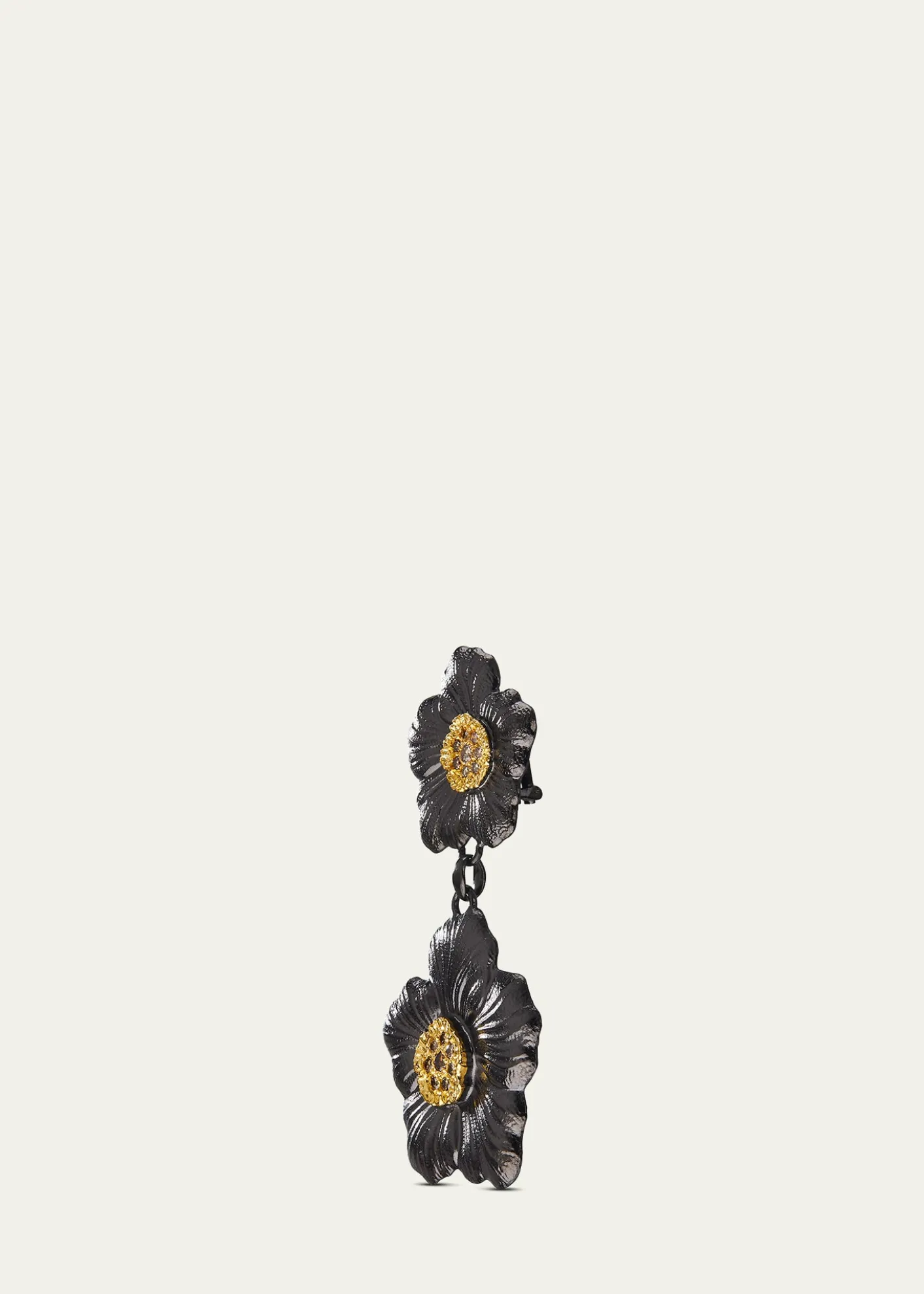 BuccellatiBlossom Gardenia Burnished Silver, Gold, Brown Diamond Drop Earrings