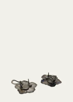 BuccellatiBlossom Gardenia Burnished Silver, Gold, Brown Diamond Stud Earring