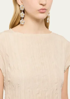 BuccellatiBlossoms Gardenia Sterling Silver and 18K Yellow Gold Diamond Triple Drop Earrings