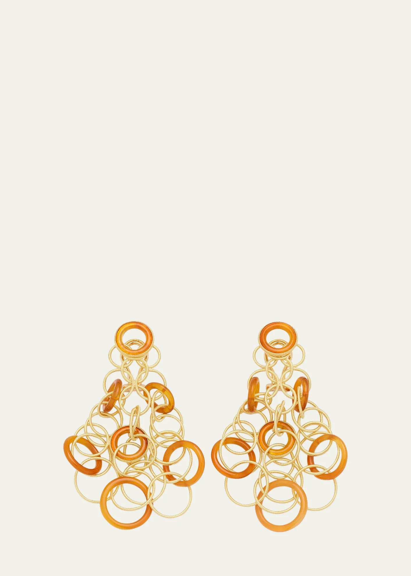 BuccellatiHawaii 18K Gold & Carnelian Pendant Earrings, 7cm