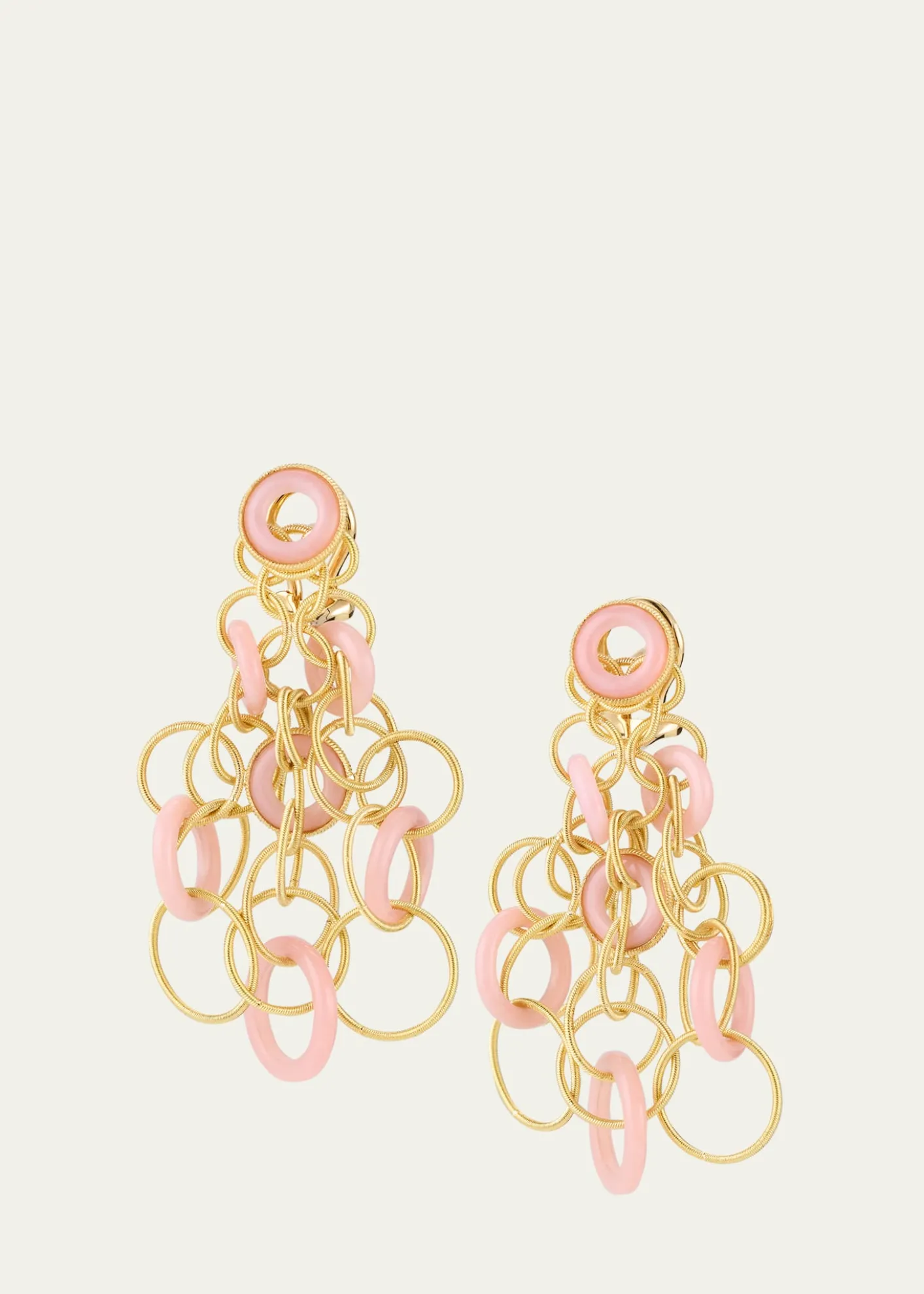 BuccellatiHawaii 18K Yellow Gold Pink Opal Earrings, 5cm