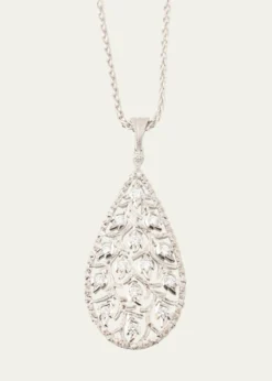 BuccellatiRamage 18K White Gold Drop Shaped Pendant Necklace with Diamonds