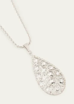 BuccellatiRamage 18K White Gold Drop Shaped Pendant Necklace with Diamonds