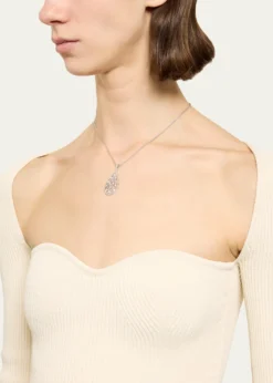 BuccellatiRamage 18K White Gold Drop Shaped Pendant Necklace with Diamonds