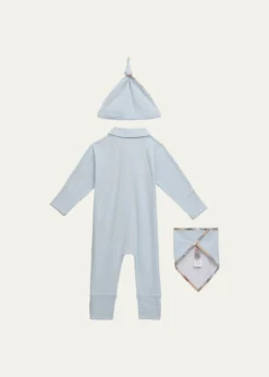BurberryBoy's Hamilton Footie, Bib, and Hat Gift Set, Size 1M-12M