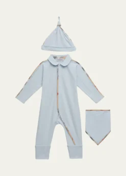 BurberryBoy's Hamilton Footie, Bib, and Hat Gift Set, Size 1M-12M