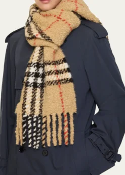 BurberryCheck Alpaca Wool Blend Bouclé Scarf